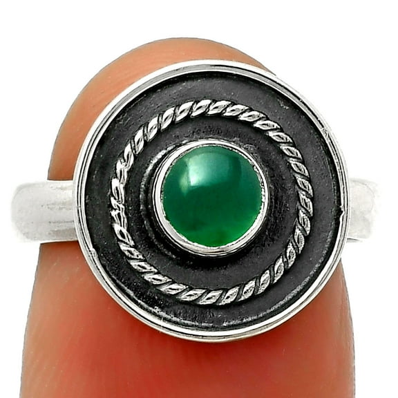 Natural Green Onyx 925 Sterling Silver Ring s.8 Jewelry R-1439 SDR167680