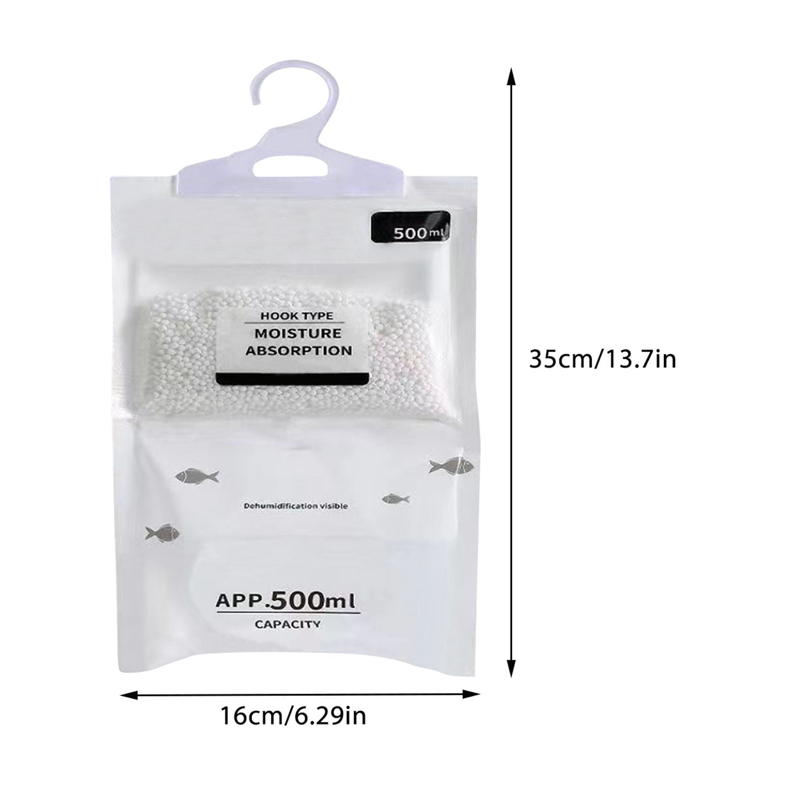 5 Pack Hanging Dehumidifier Bags - Absorb Moisture, Prevent Mold Mildew, Reusable Design - for Closet, Bathroom, Basement, Garage, RV, Storage Room
