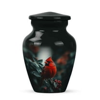 JAGASY Red Cardinal Urns for Parents - Black Small Urns for Human Ashes Keepsake - Funeral Urn for Ashes Adult Male & Female - Red Berry Mini Leaf Urn for Mom Dad - (3 Inch)