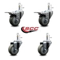 thumbnail image 2 of 3 Inch Gray Poly Wheel Swivel 7/16 Inch Stem Caster Set 2 Total Lock Brake, 2 of 2