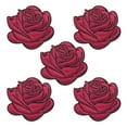 thumbnail image 1 of 5 Piezas de Parche Bordado de Rosa Color Vino, Parches Decorativos 3D para Coser/Planchar en Vestidos y Jeans de Mujer, 1 of 7