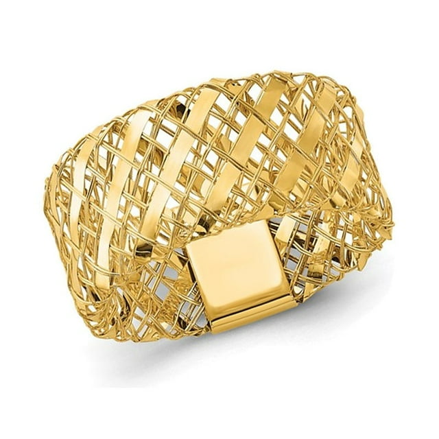 Bague Tissée Extensible en Or Jaune 14 K