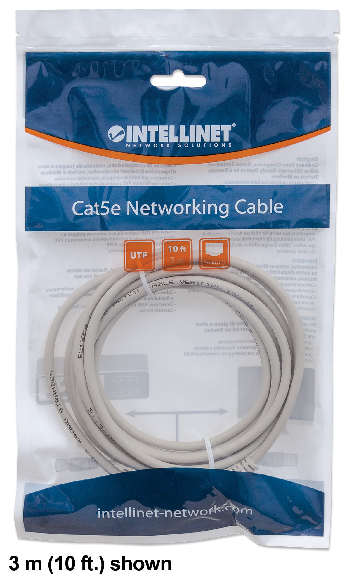 Intellinet Network Cable, Cat6, UTP, 100% Copper, 25 ft., Gray