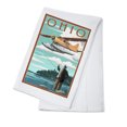 thumbnail image 1 of Ohio, Float Plane and Fisherman (100% Cotton Tea Towel, Decorative Hand Towel, Kitchen and Home), 1 of 3