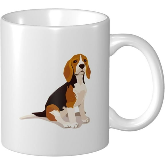 Beagle Dog Coffee Mug, Novelty Christmas Birthday Gifts Tea Cup for Dad Mom Uncle Aunt Love Dog Men Women Friends Coworkers Office Home, Ceramic White 11 Oz