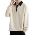 thumbnail image 2 of FRSASU Men's Polo Shirts Zip Long Sleeve Classic T-Shirts Casual Golf Shirts Stylish Collared Tee Beige, 2 of 6