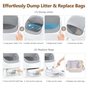 PetPivot Automatic Cat Litter Box Self-Cleaning with Safety Protection, Mat and Trash Bags Included, Grey