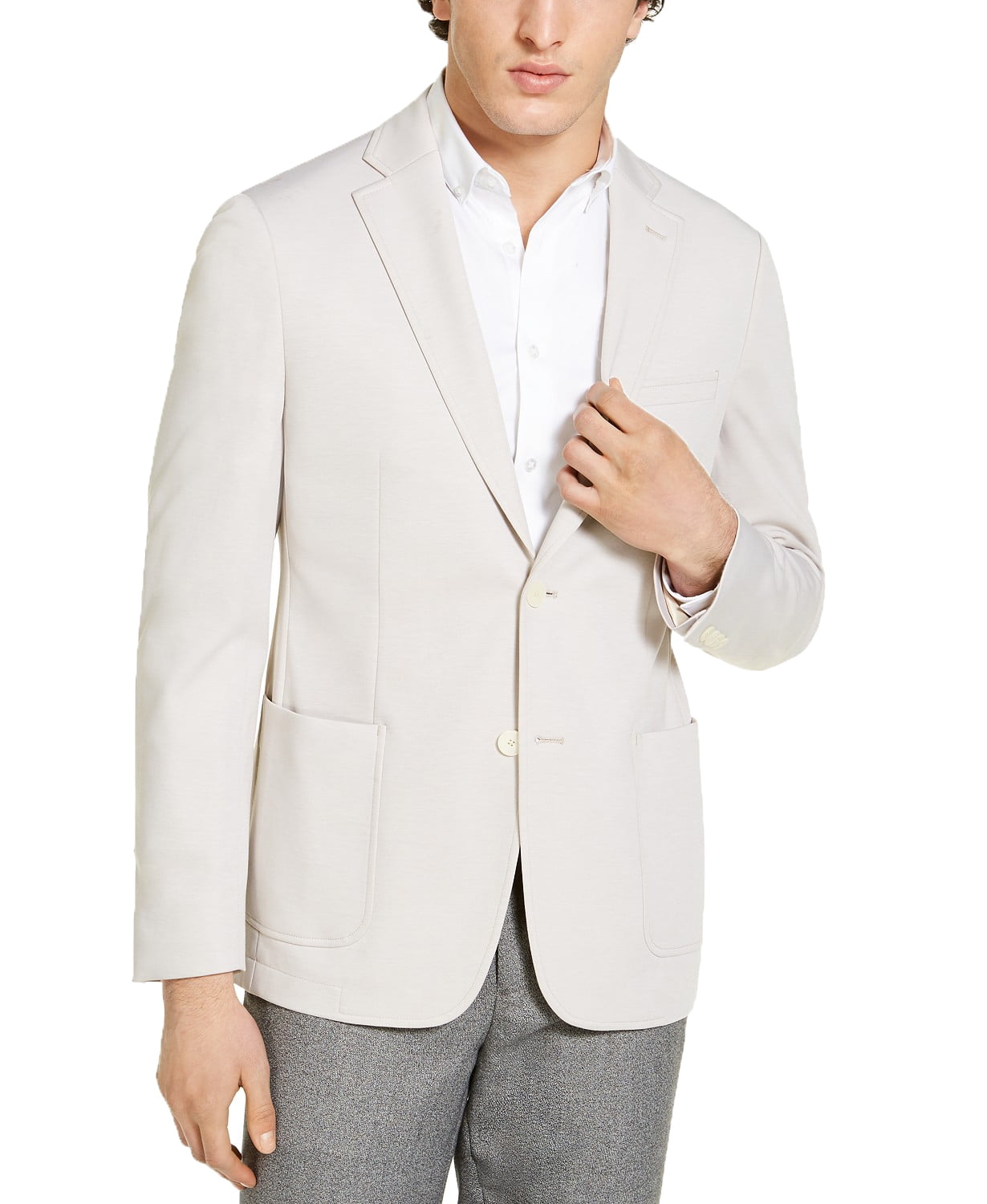 Calvin Klein Mens Slim-Fit Knit Sport Coat (Beige, 40) 