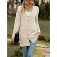 thumbnail image 3 of Liacowi Women Fashion V-Neck Cardigan Solid Color Rib Long Sleeve Sweater Button-Down Fall Casual Soft Knit Coat, 3 of 7
