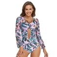 thumbnail image 3 of Women 1-Piece Long Sleeve Rash Guard UV UPF 50+ Sun Protection Swimsuit Swimwear Swimming Surfing Diving Suit -XL US (16-18), 3 of 6