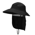 thumbnail image 3 of Sombrero para el sol Cuello con solapa Sombrero de malla Cordón ajustable para la barbilla Sombrero de pesca informal Sombrero de cubo para niñas Negro Fernando Sombrero de pescador de ala ancha, 3 of 8