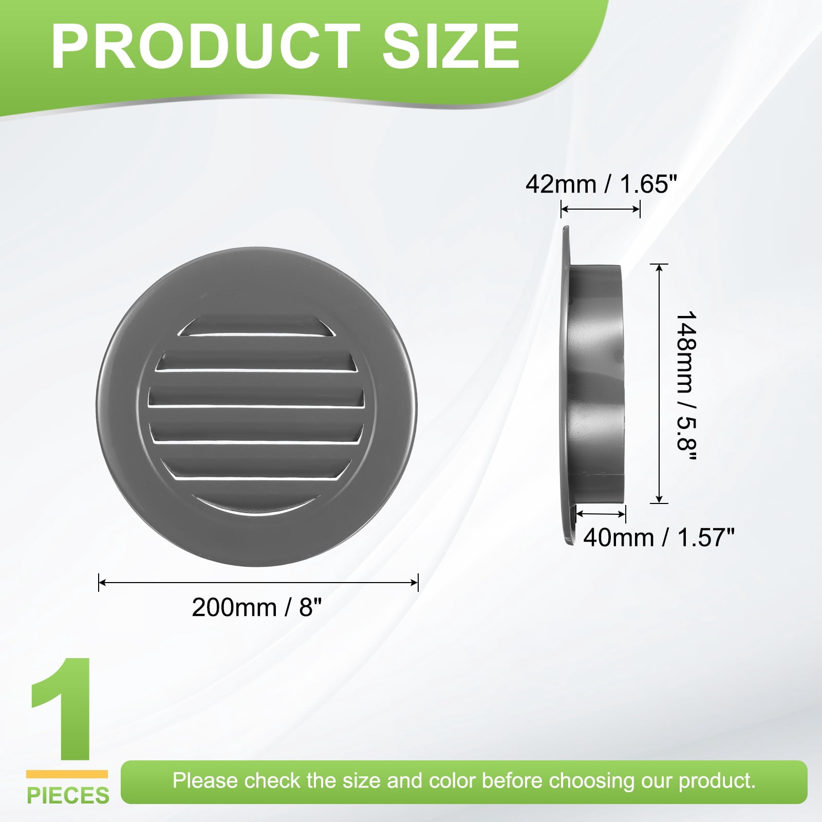 Uxcell 5.8" Round Air Vent, Louver Grille Cover Aluminum Alloy Soffit Vent HVAC Ventilation for Ceiling Wall Roofing Bathroom Kitchen Garage Duct Shed Garage, Dark Gray