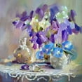 thumbnail image 2 of Zareckaye, Tatiana 15x15 White Modern Wood Framed Museum Art Print Titled - Blue and Purple Bouquet, 2 of 4