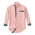 thumbnail image 6 of Dagegui Mens Patchwork Shirts Cotton Linen Long Sleeve Turndown Collar T-Shirts Button Down Casual Shirt with Chest Pocket Pink XL, 6 of 6