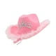 thumbnail image 2 of Sombrero de vaquero de estilo occidental, sombreros de fieltro con corona de cristal, decoraciones de ala ancha para mujer, sombrero de para, 2 of 8