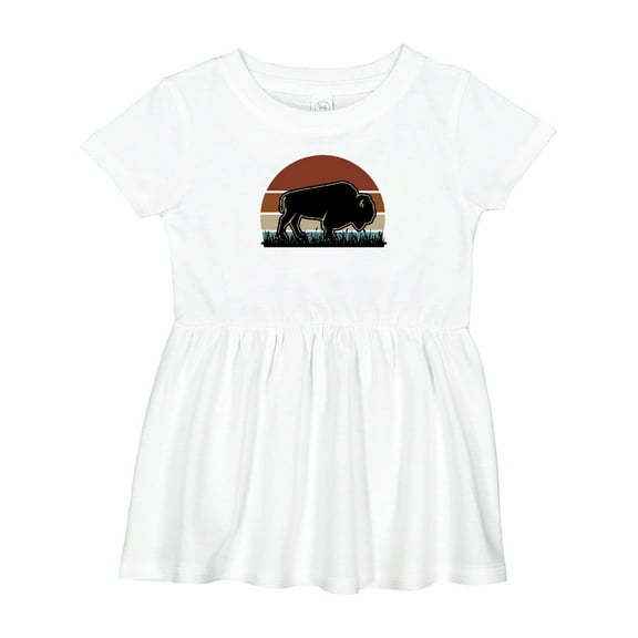 Inktastic Buffalo Retro Sunset Bison Girls Baby Dress