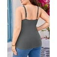 thumbnail image 3 of Charmo Women Plus Size Tank Tops with Built-in Padded Bra Adjustable Strap V-Neck Camisole Cotton Cami Shirts 1X-4X, 3 of 7