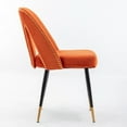 thumbnail image 4 of Hassch Modern Dining Chairs Set of 2, Velvet Upholstered Side Chairs with Nailhead Trim and Gold-Tipped Black Metal Legs, Easy to Assemble, Orange, 4 of 9