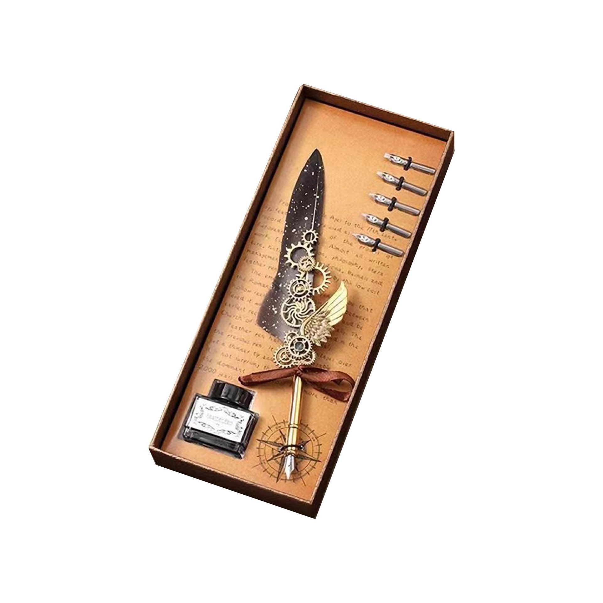 Mechanical Quill Dip Pen, Fountain Pen Stainless Steel Replacement Nib Set Gift