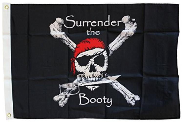 3x5 Crimson Red Surrender the Booty Pirate Flag NYLON Flag 