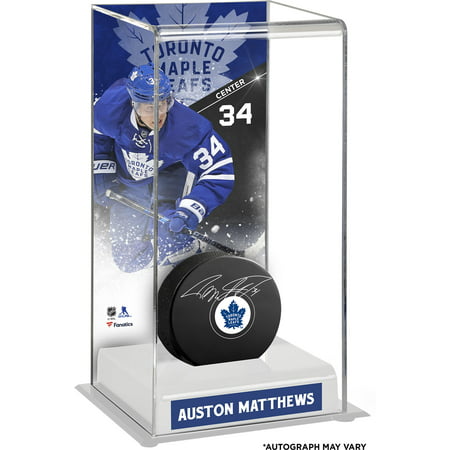 Auston Matthews Toronto Maple Leafs Autographed Hockey Puck with Deluxe Tall Hockey Puck Case - Fanatics Authentic Certified