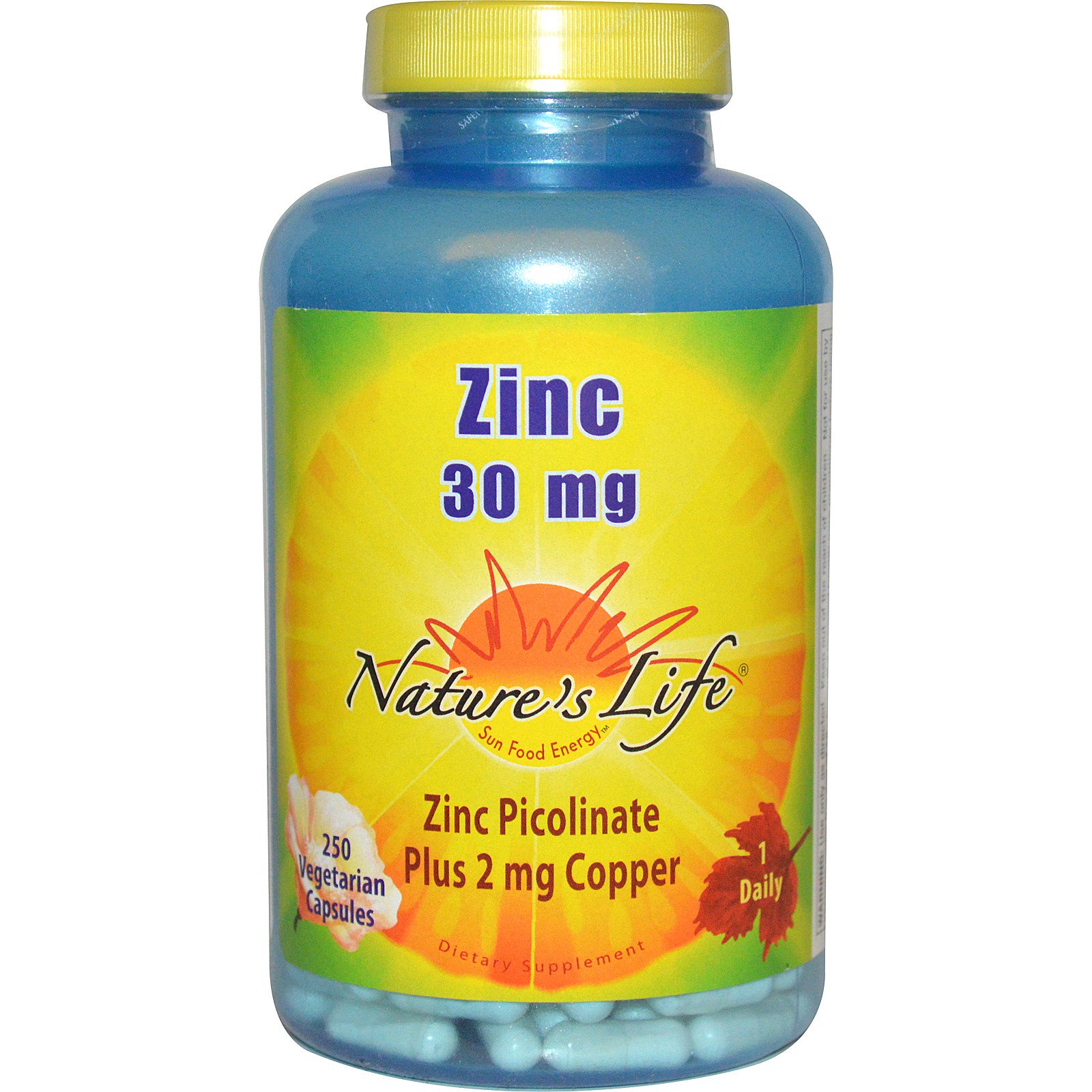 Nature's Life Zinc Picolinate 30mg Plus 2mg Copper Powerful Immune
