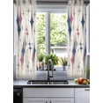 thumbnail image 2 of Red Blue Diamond Sheer Curtains 54 Inch Length 2 Panels Set for Living Room/Bedroom, Modern Geometric Middle Century Beige Kitchen Curtains Grommet Semi-Sheer Curtains Window Treatments 42"x54"x2, 2 of 7