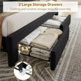 thumbnail image 6 of Full/Queen/King Size Bed Frame with 2 Storage Drawers, Vintage Velvet Upholstered Bedframe with Wooden Slat Support and Button Tufted Wingback Headboard, No Box Spring Needed, Noise Free, 6 of 8