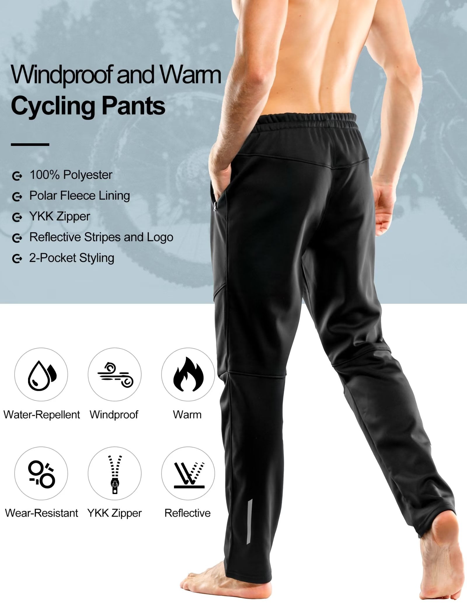 INBIKE Pantalon VTT Homme Polaire Hiver Coupe Impermeable Sport