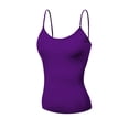 thumbnail image 4 of Basic Women Short Cami Built-In Shelf Bra - 3 Pk - Purple, Fuschia, Oatmeal, Medium, 4 of 5