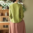 thumbnail image 4 of YM YOUMU Women Chinese Embroidered Shirt Cotton Linen Frog Button Long Sleeve Mandarin Collar Ethnic Top, 4 of 5