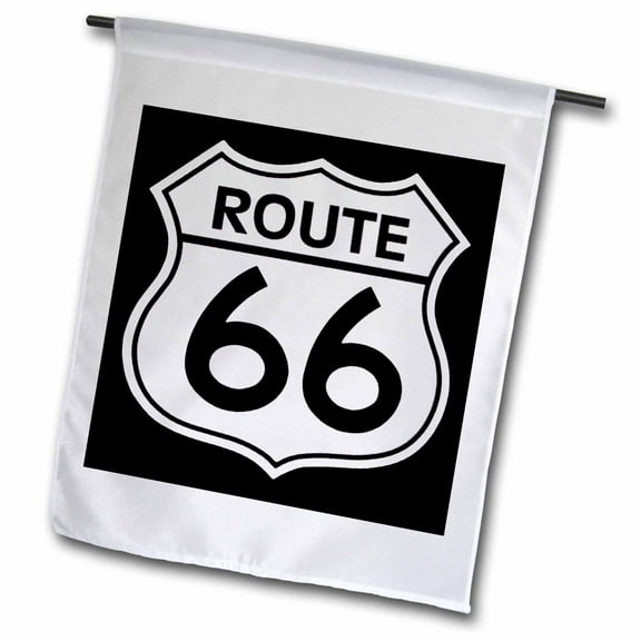 3dRose, Route 66, Black and White, 12 x 18 inch Garden Flag