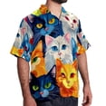 thumbnail image 2 of Cat Men's Short Sleeve Beach Shirts Poplin Spread Collar Tops Casual Printed Button Down Summer Unisex, 2 of 6