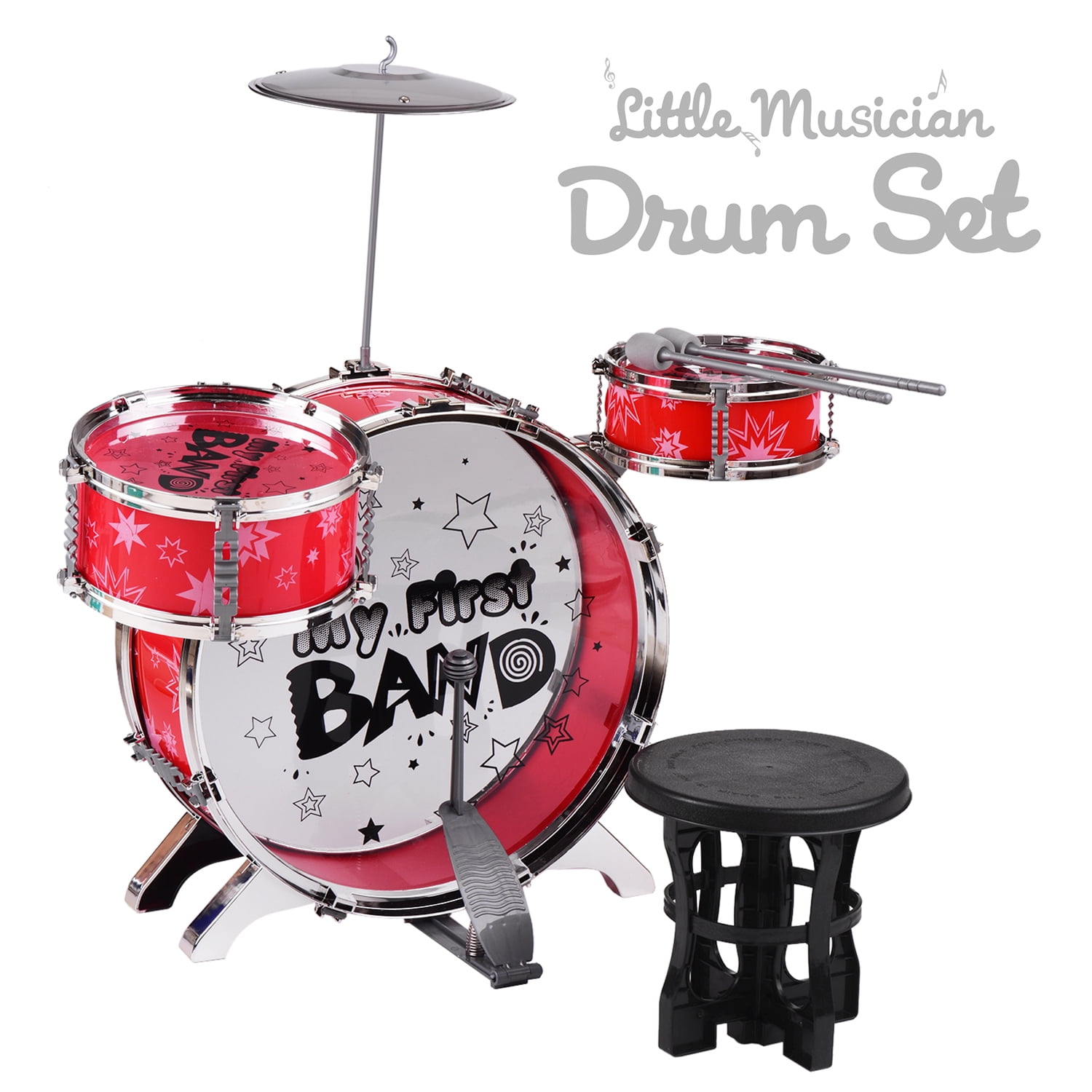 Kids Children Beginners Jazz Drums Set 3 Pieces Drums with Cymbal