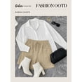 thumbnail image 6 of DOKOTOO Shorts for Woman Drawstring Rolled Up Shorts Summer Elastic Waist Casual Lightweight Shorts Apricot L US12-14, 6 of 11