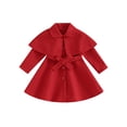 thumbnail image 1 of Honganda Toddler Girl Woolen Pea Coat Long Sleeve Button Cardigan Jacket for Infant Baby Spring Fall Outwear, 1 of 9