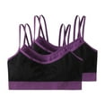 thumbnail image 2 of Nfurl Sports Bras for Women 2 Pack Seamless Wirefree Spaghetti Strap Bra Breathable Stretchy Gym Workout Yoga Bras Medium Support Purple L, 2 of 7