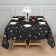 thumbnail image 3 of Black Christmas Ornament Pattern Square Tablecloth,Waterproof Square Table Cover,Wipeable Spillproof Washable Table Cover for Home Kitchen Party Decor 60"x60"(152x152cm), 3 of 6