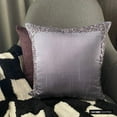 thumbnail image 3 of Pillow Cover, 22x22 inch (55x55 cm) Throw Pillow Covers, Purple Cushion Covers, 3D Shell Sequins Bordered Pillows Cover, Art Silk Square Pillowcases, Floral, Beach - Purple Shells, 3 of 9