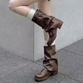 thumbnail image 2 of RUIYANQI Women's PU Leather Mid - Calf Boots Buckle Strap Chunky Heel Casual Fall Winter Shoes Retro Motorcycle Booties For Women Brown Women Sandal, 2 of 9