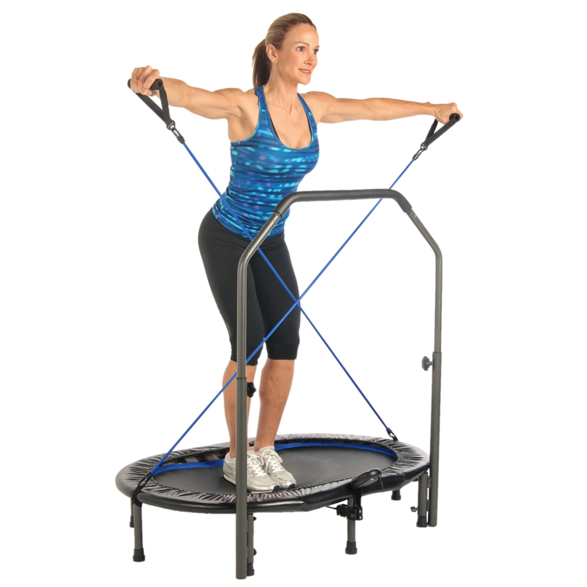 Stamina InTone Oval Fitness Rebounder Trampoline with Handlebars, White - image 2 of 8