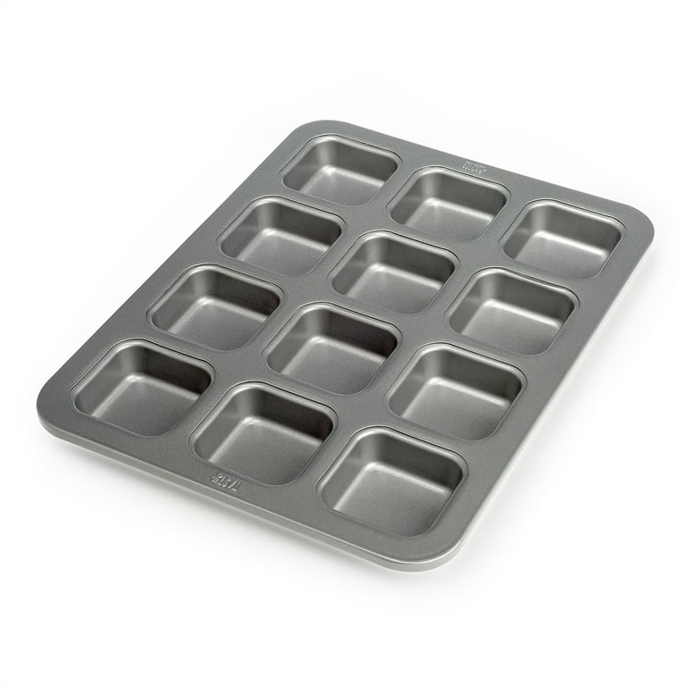 NDSWKR 2 Pack 12 Cavity Brownie Pan with Dividers, Non-Stick Square Muffin  Pan, All Edges Baking Pan for Cornbread, Cupcakes, Tart, Muffin Cakes