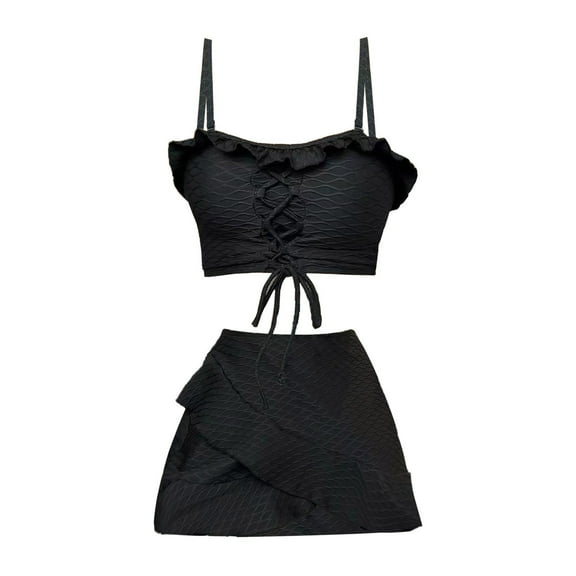 EHRWE Womens High Waisted Bikini Sets 3 Piece Bathing Suits Halter Ring Bikini Set, S-XL