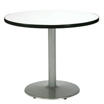 KFI Studios Mode 2.5' x Round' Dining Table, Crisp Linen, Silver Base