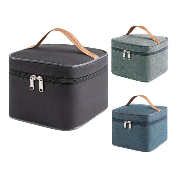 Bolsa de almuerzo reutilizable Unique Bargains, bolsa térmica para el almuerzo, contenedor cuadrado para alimentos, bolso negro