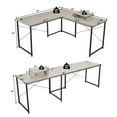 thumbnail image 2 of Gymax L-Shaped Reversible Computer Desk 2-Person Long Table w/Monitor Stand Grey, 2 of 10