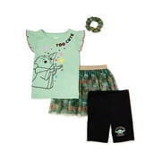 Star Wars Baby and Toddler Girls Top, Skirt, Shorts and Scrunchie, 4-Piece Set