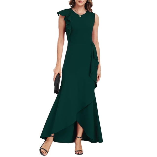 Vestido formal largo FQA para mujer, vestido de noche de cóctel negro
