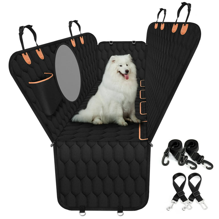 OKMEE Dog Car Seat Cover, 100% Waterproof Dog Seat Cover with Big Mesh  Window, 2 Seat Belts, Storage Pocket, Non-Scratch Nonslip Pet Seat Cover,  Dog Hammock for Cars Trucks and SUV 
