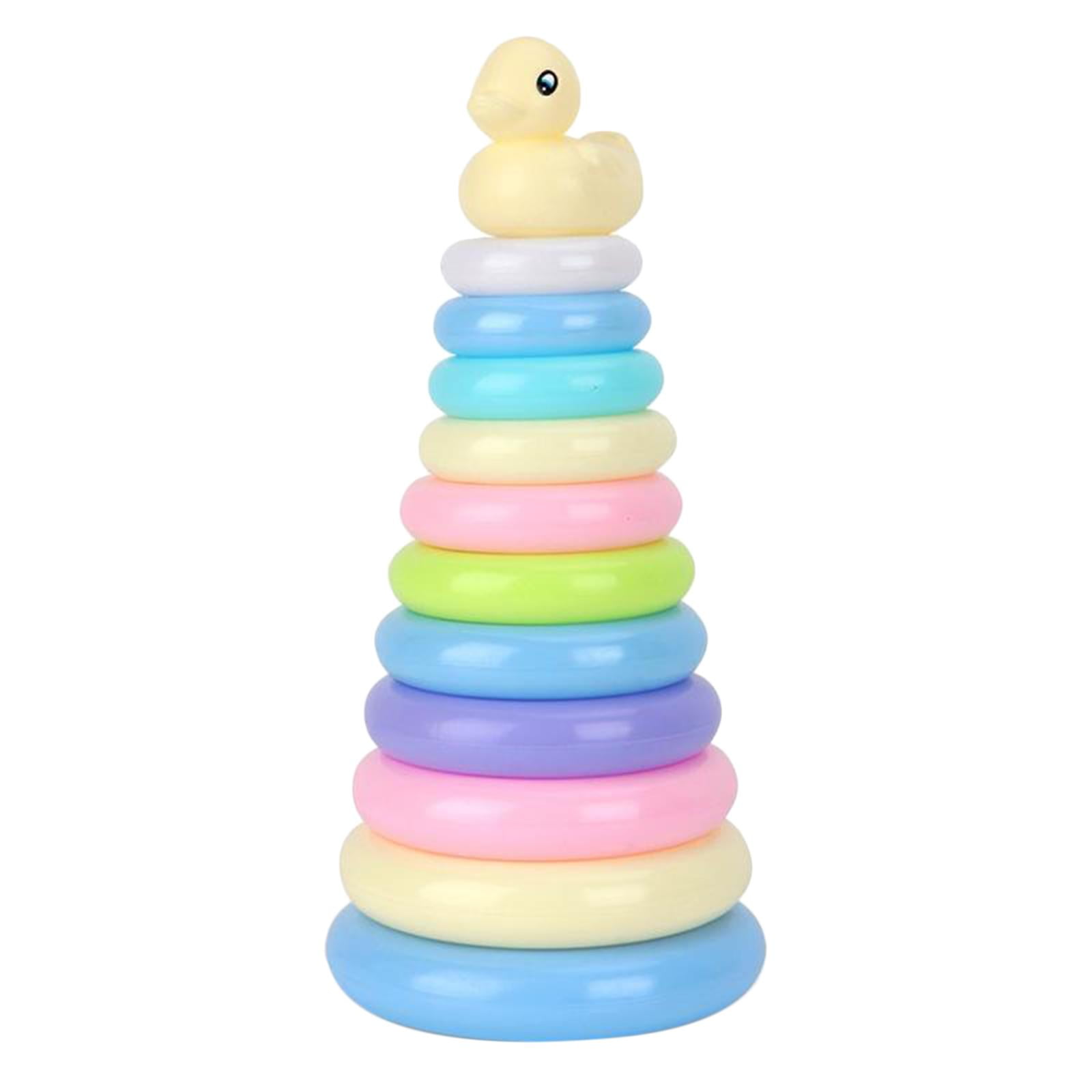 Colorful Rainb0w Teddy Rings with Smiley Stacking Play Set Toy for Kids 6  to 2 Year